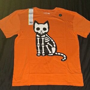 Orange Cat Skeleton Tee That Glows In the Dark